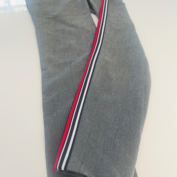 ZARA Perfect Gray Texture Red White & Black Striped Slim-Leg Pants - SO CHIC! - Picture 7 of 10